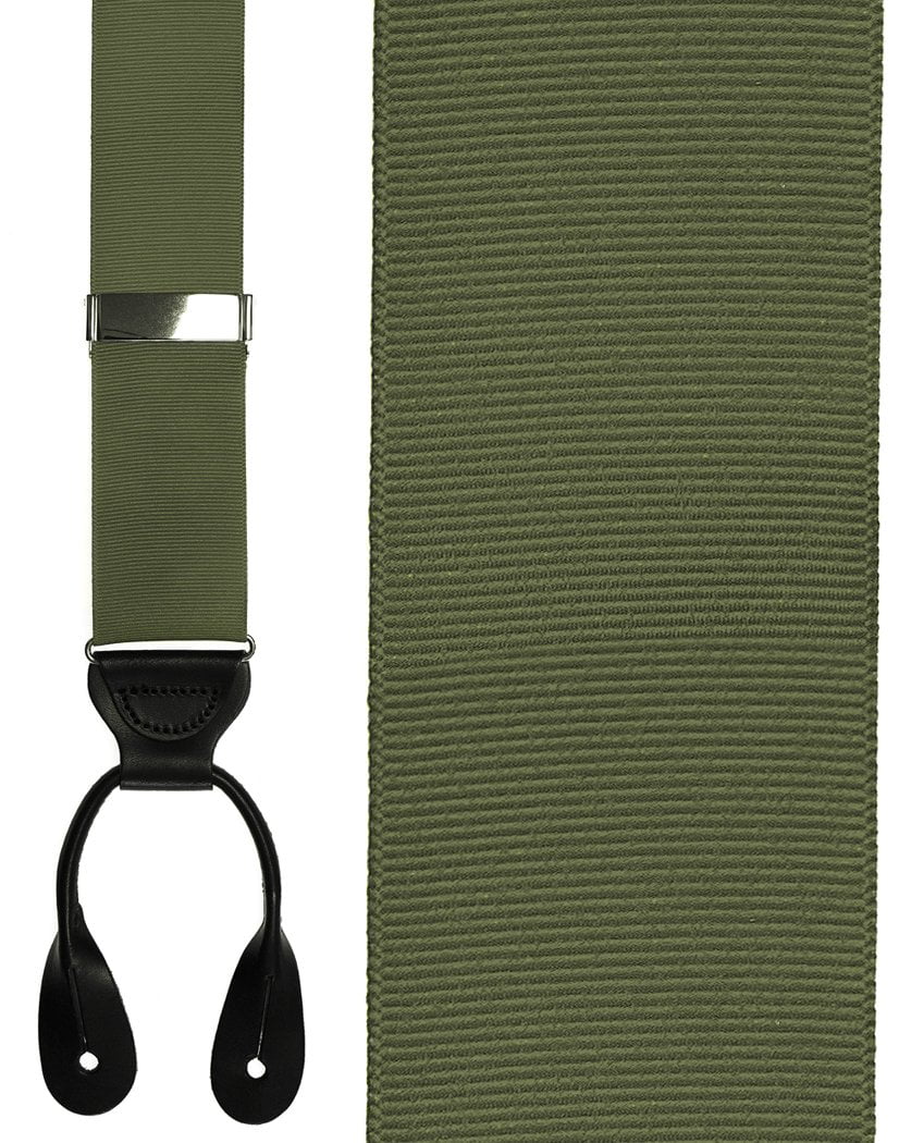 "Olive Grosgraine Ribbon II" Suspenders