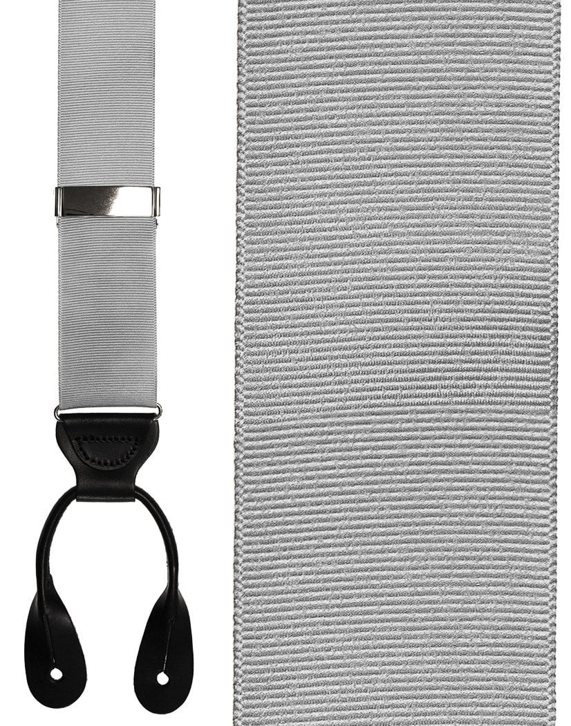 "Silver Grosgraine Ribbon II" Suspenders
